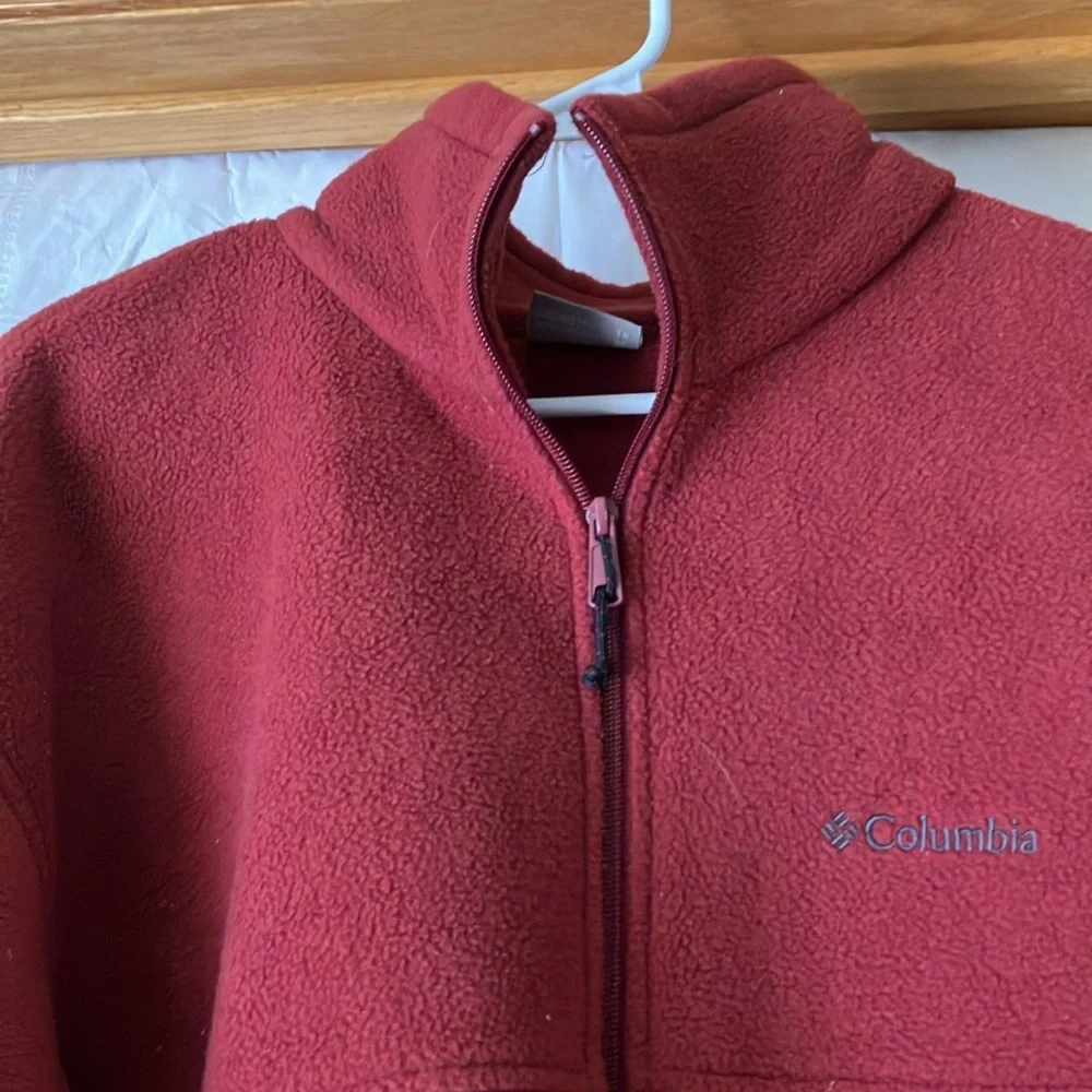 Columbia Men’s Red Fleece Full Zip Jacket w/Zippered Pockets Sz XL